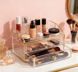 Custom Factory Eco-Friendly Acrylic Display Rack with Beveled Edges for Cosmetics