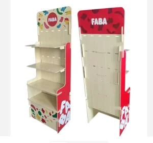 Custom Floor Standing Wood Display Stand with Shelves Easy Assembly Custom Color For Dolls Soft Drinks Snacks