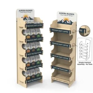 Custom Floor-Standing Wooden Display Rack for Coffee, Tea, Grocery, and Food Retail