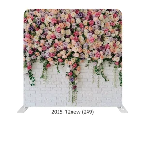 Custom Floral Photo Booth Backdrop Stretch Fabric Portable Aluminum Alloy Frame