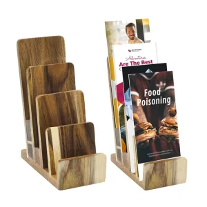 Custom Flyer Display Pamphlet Book Magazine Greeting Card Rack 4 Tier Wood Brochure Holder Stand