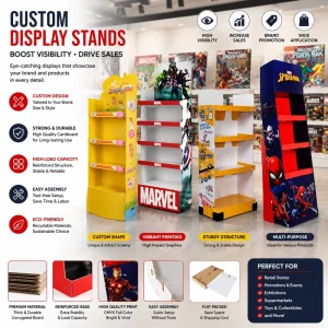 Custom Foldable Cardboard Stand Display Racks for Chips Candy Snacks and Pop Food in Supermarkets