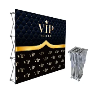 Custom Foldable Portable Wall Stand with Tension Fabric Pop-Up Display for Trade Shows and Exhibitions