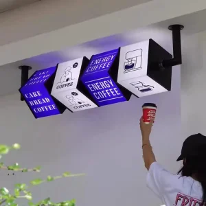 Custom Freestanding Acrylic and Stainless Steel LED Light Box for Company Bar or Directional Advertising