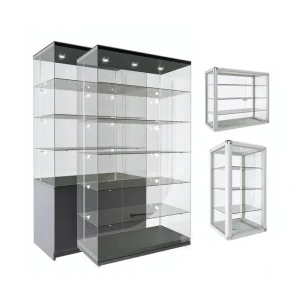 Custom Full-Vision Glass Storage and Wine Display Cabinet with Light