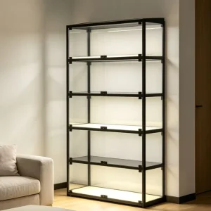 Custom Full-Vision Waterproof Rectangular Glass Display Cabinet with LED Showcase