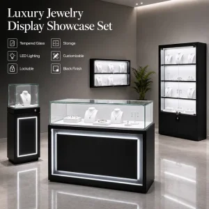 Custom Glass Showcase Cabinet for Jewelry Store Display