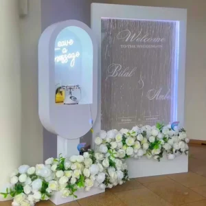 Custom Glass Waterfall Fountain Wall Wedding Welcome Sign Stand With Frame