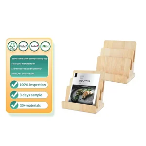 Custom Hand-Sanded Solid Pine Four-Slot Vertical Magazine, Book and Brochure Holder