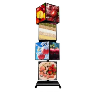 Custom Hanging Led Sign Board Outdoor Advertising Rotating 4 Sided Led Advertisement Light Box Poster Frame Sign for Business