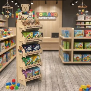 Custom Interlocking Plywood Toy Display Rack for Retail Stores and Kids Boutiques