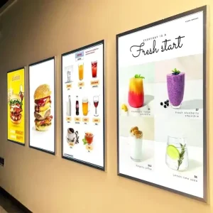 Custom LED Drawing Light Box for Restaurant Menu, Shopping Mall Poster Frame, Hanging Installation