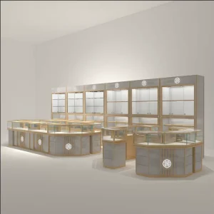 Custom LED Jewelry Display Cabinet with Aluminum Alloy and Tempered Glass for Shopping Malls