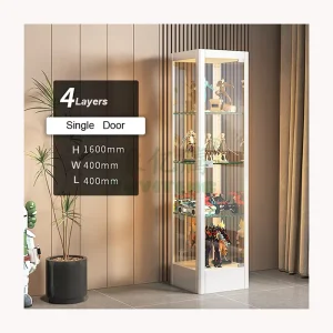 Custom LED-Lighted Glass Display Cabinet with Steel Frame