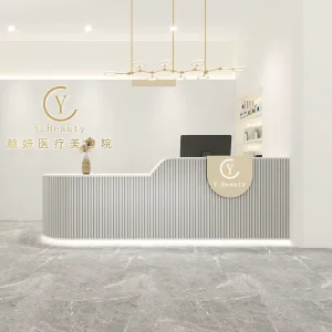 Custom LED Reception Desk for Beauty Salon with Monitor