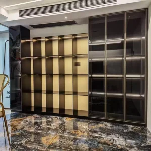 Custom Large-Capacity Glass Display Cabinet for Living Room