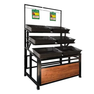 Custom Lightweight Metal Three-Layer Fruit and Vegetable Display Storage Rack for Supermarket