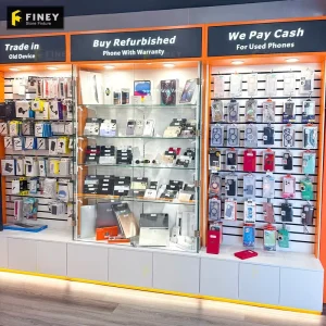 Custom Lockable Glass Mobile Phone Display Cabinet for Cell Phone Accessory Shops and Electronic Repair Stores