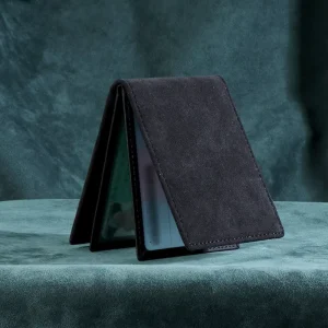 Custom Logo Alcantara Suede Business and Credit Card Holder Wallet