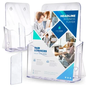 Custom Logo Clear Acrylic Brochure Holder, Wall-Mount and Desktop Flyer Display Rack for Trade Shows and Clinics