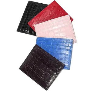 Custom Logo Crocodile-Embossed Leather RFID Blocking ID and Credit Card Holder 30mm Thick