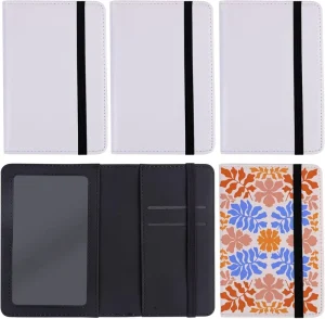 Custom Logo Design Heat Transfer Double Sided White PU Leather Blank Sublimation Fashion No Closure Passport Holder Cover