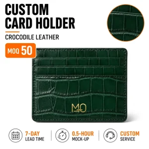 Custom Logo Emerald Green Crocodile Embossed Leather Card Holder Wallet for Men in Business Travel With Slim Multi Slot Storage