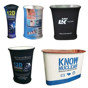 Custom Logo Heavy-Duty Pop-up Display Counter with Tension Fabric Drop Banner Stands