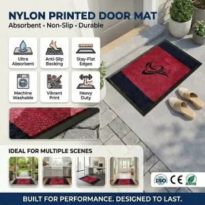 Custom Logo High Density Nylon Printed Entrance Door Mat Non Slip Outdoor Carpet for Business and Home