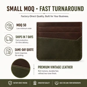 Custom Logo Minimalist Card Case Wallet with Retro Texture and Fine Stitching