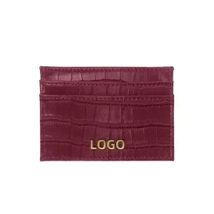 Custom Logo PU Leather Slim Business and ID Card Holder