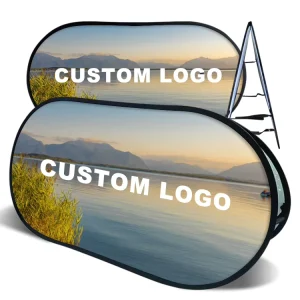 Custom Logo Pop-Up Banner Stand with Portable Knitted Polyester Frame for Outdoor Sports Events