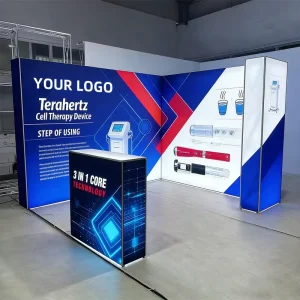 Custom Logo Portable LED Light Box Booth Backdrop Fabric Trade Show Display