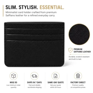 Custom Logo Scratch-Resistant Leather Minimalist Card Wallet