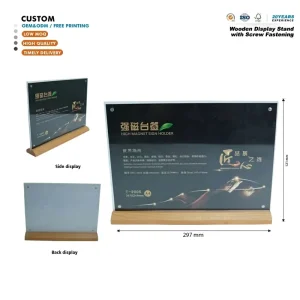Custom Logo Wood Desktop Sign Holder with Magnetic Acrylic Display for Office Price Tags