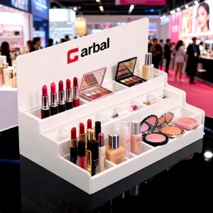Custom Luxury Small Acrylic 3 Layer Counter Perfume Display Box White with Holes Premium Rack