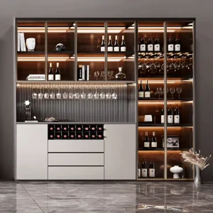 Custom Made Luxury Custom High End Furniture Home bar Glass Wine Display Living Room Furniture Modern Wine Glass Cabinet
