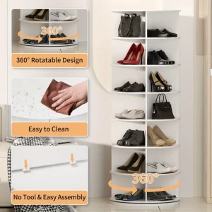 Custom Mega Rotating Shoe Cabinet Organizer Spinning Shoe Racks 360-Degree Wardrobe Cabinet Rotating Shoe Rack