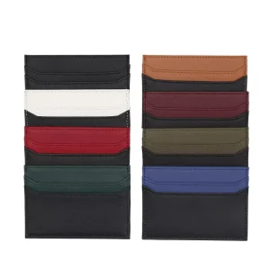 Custom Men’s PU Leather Business Card & Credit Card Holder with No Closure and Blank Name Wallet