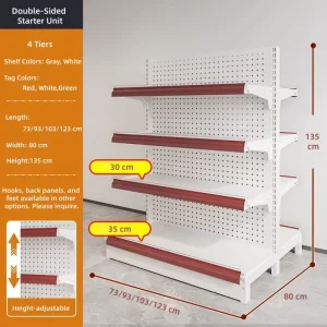 Custom Metal Pegboard Supermarket Gondola Shelving Store Display Stand