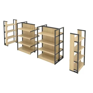 Custom Metal and Wood Frame Display Shelf for Supermarkets Convenience Stores and Exhibition Halls
