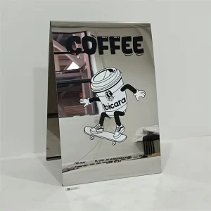 Custom Mirror A-Frame Sign Commercial Double-Sided Outdoor Floor Stand Metal Coffee Shop Sign Board