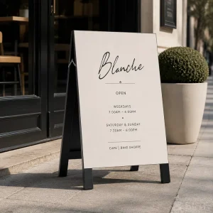 Custom Mirror Stainless Steel A-Frame Double-Sided Floor-Standing Advertising Sign IP65 Weather Resistance for Outdoor Use