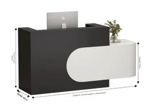 Custom Modern Black and Wood Store Reception Desk Counter with Partition