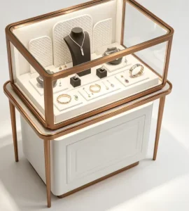 Custom Modern Glass Jewelry Display Cabinet for Retail Shops and Showrooms