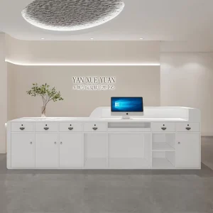 Custom Modern Long Reception Desk Office Counter