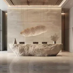 Custom Modern White Fiberglass Reception Counter Desk for Offices