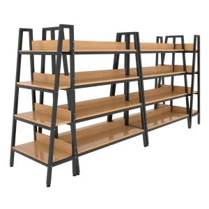 Custom Multi-Tier Metal and Wood Gondola Display Shelf for Cosmetics, Perfume, and Essential Oils