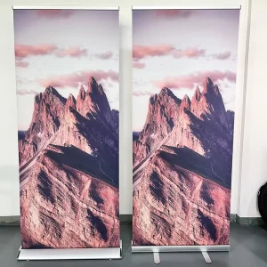 Custom Outdoor Aluminum-Frame Roll-Up Banner Stand
