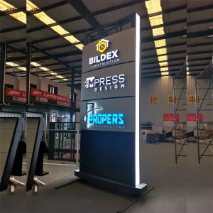 Custom Outdoor Pylon Sign System for Shopping Mall Parking and Wayfinding